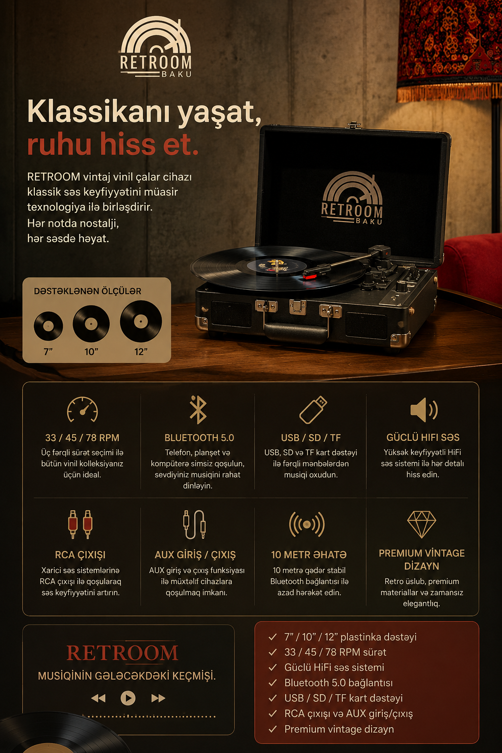 Gramofonbaku GRM001 qara çanta Pikap – Bluetooth Retro plak Çalar 2 Gramofonbaku GRM001 qara çanta Pikap – Bluetooth Retro plak Çalar - Görsel 2