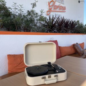 Gramofonbaku GRM004 Bəyaz oval çanta Pikap – Bluetooth Retro plak Çalar