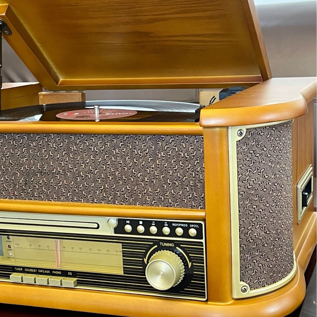 Gramofonbaku GRM014 Premium Gramofon– Bluetooth FM Retro plak Çalar 9 Gramofonbaku GRM014 Premium Gramofon– Bluetooth FM Retro plak Çalar - Görsel 9