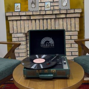 Gramofonbaku GRM001 yaşıl çanta Pikap – Bluetooth Retro plak Çalar