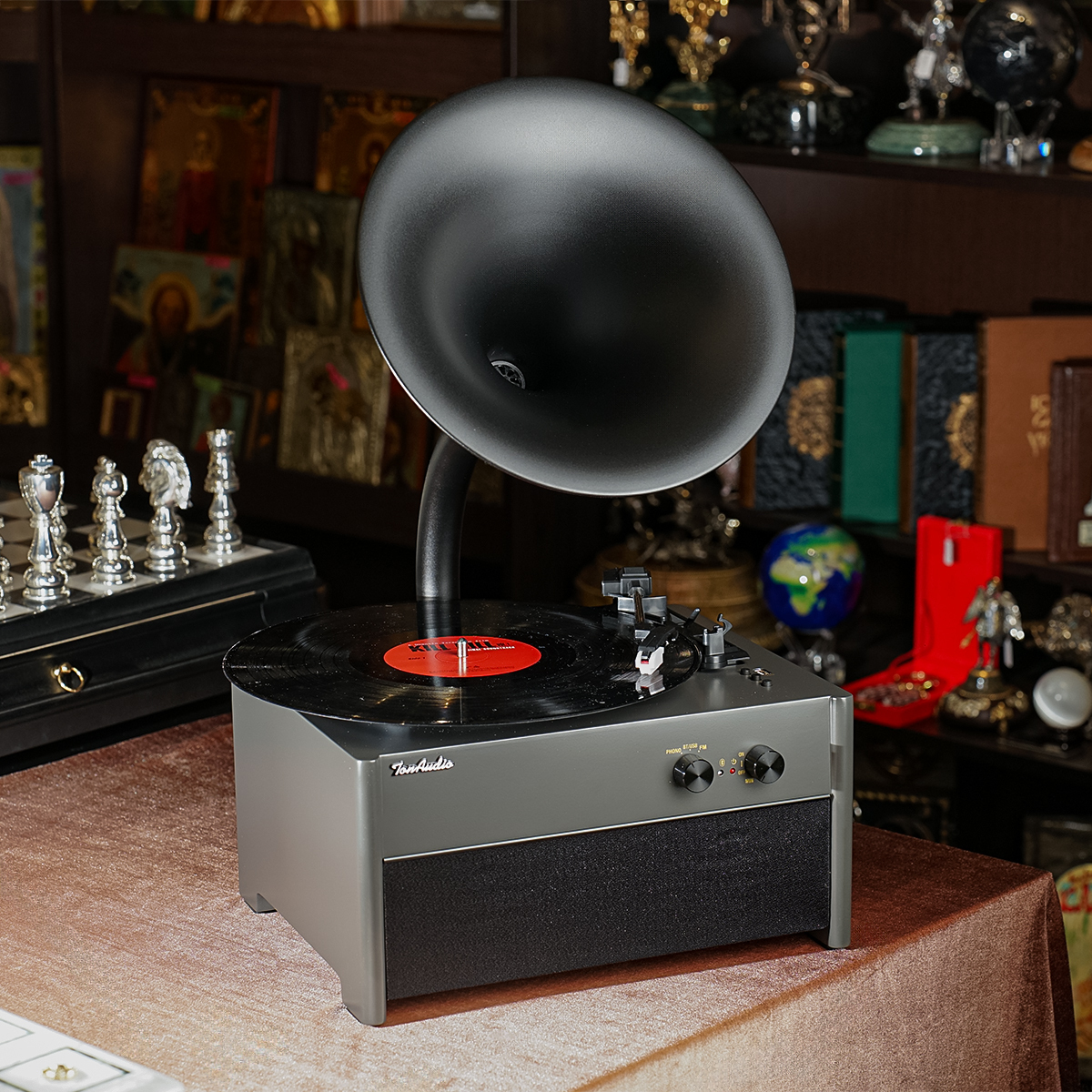 Gramofonbaku GRM013 Premium Gramofon– Bluetooth FM Retro plak Çalar 3 Gramofonbaku GRM013 Premium Gramofon– Bluetooth FM Retro plak Çalar - Görsel 3