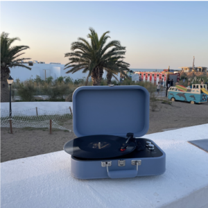 Gramofonbaku GRM003 mavi oval çanta Pikap – Bluetooth Retro plak Çalar