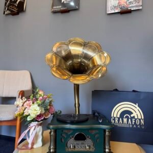 Gramofonbaku GRM015 yaşıl Premium klassik Gramofon– Bluetooth FM Retro plak Çalar